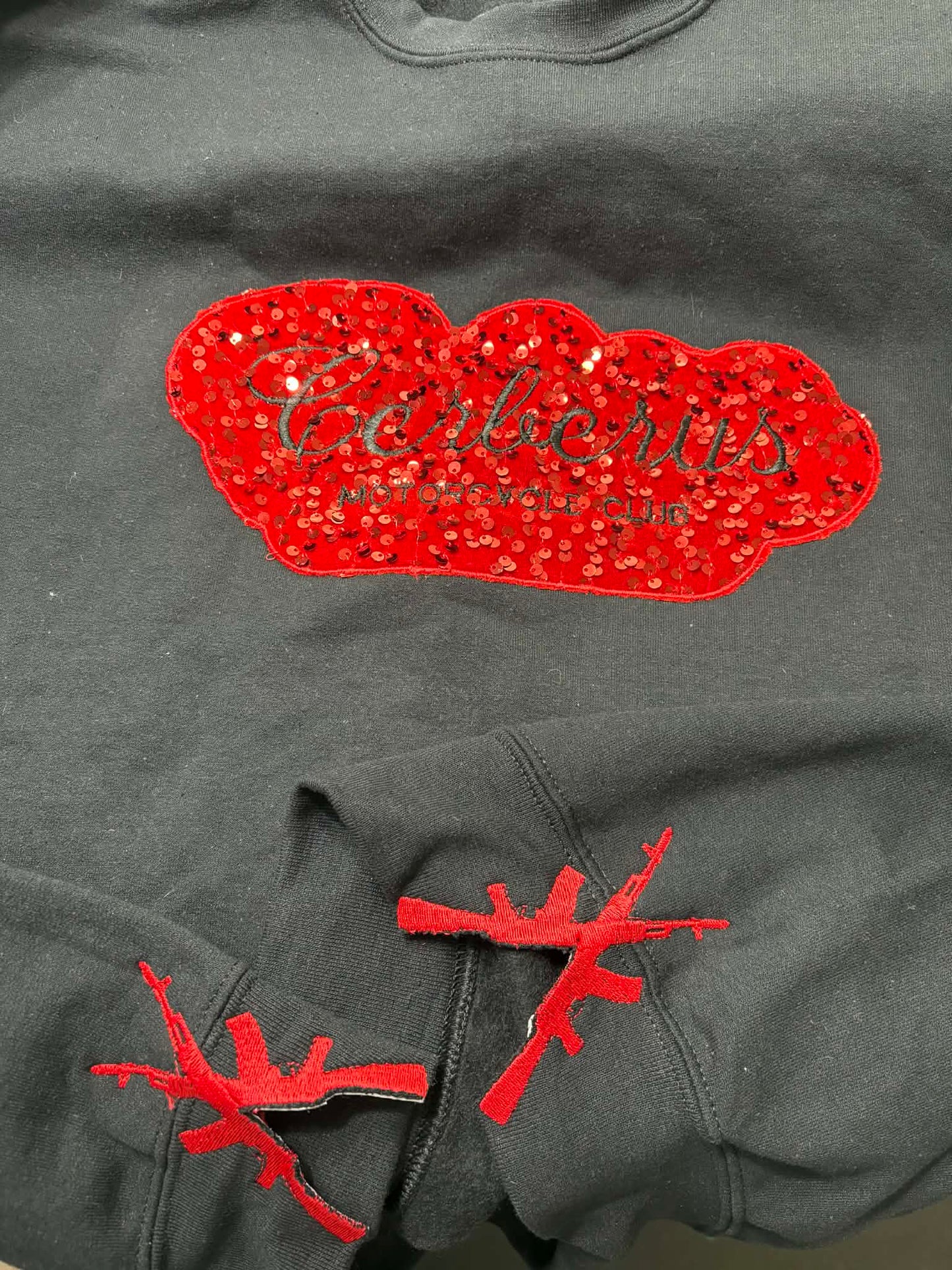 CERBERUS SEQUIN APPLIQUE SWEATSHIRT