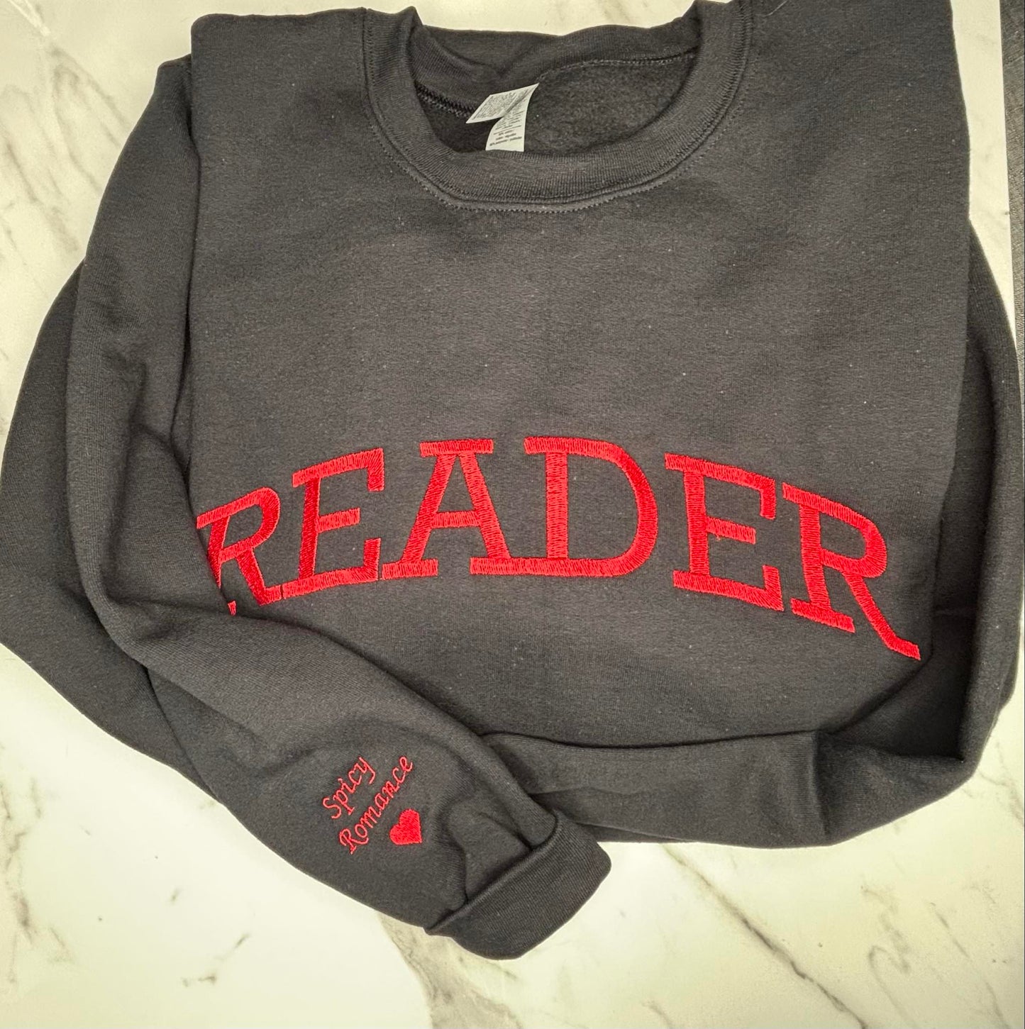 SEQUIN READER EMBROIDERED SWEATSHIRT